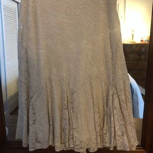 Ralph Lauren Midi Embroidered White Skirt (Size 2)